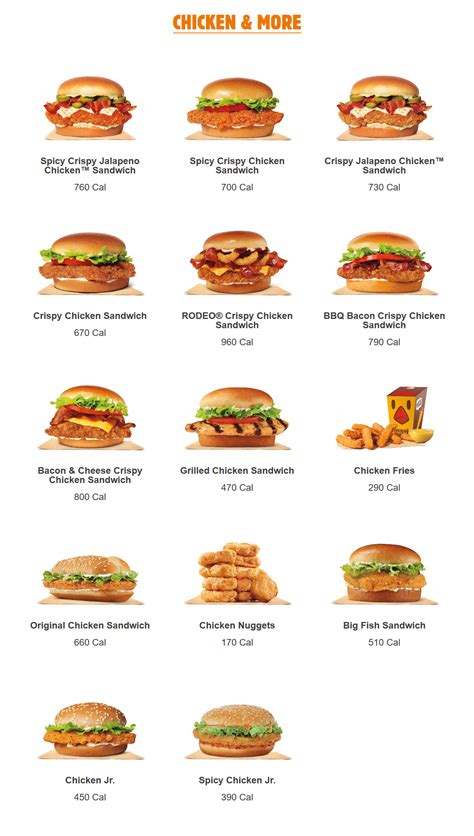 burger king menu items